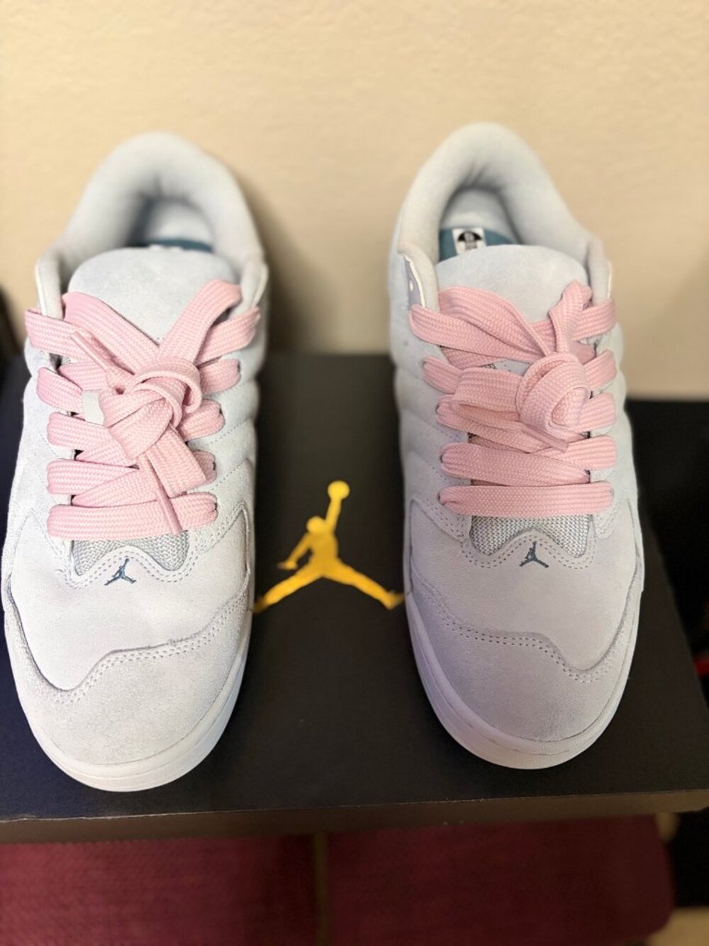 Jordan Flight Court Light Blue Grey Suede Pink Laces Men's 13 Brand New NO BOX
